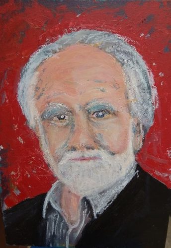 Acrylic, portrait of bearded gent.